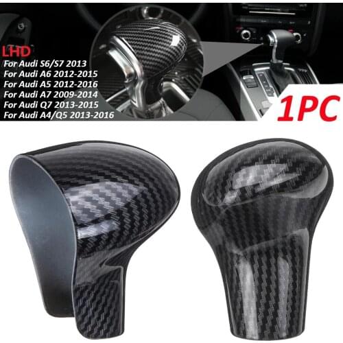 Car ABS Carbon Fiber Speed Gear Shift Knob Cover Cap Sticker Trim For Audi A4 Q5 A5 A6 A7 Q7 S6 S7 2009 -2016 LHD