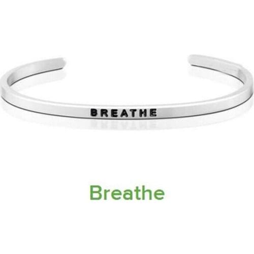 PEACE Words Engraved Mantra Cuff Bangle Accessories for Women Stainless Steel Jewelry Round