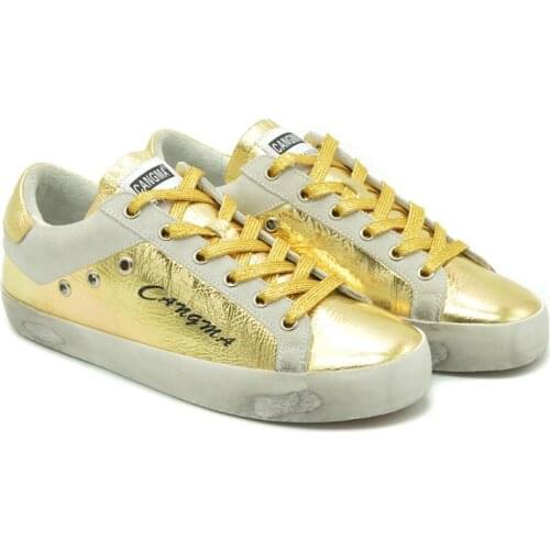 CANGMA Luxury Brand Woman Designer Shoes Platform Sneakers Gold Girl Flats Patent Leather Cow Suede Womens Shoes Female