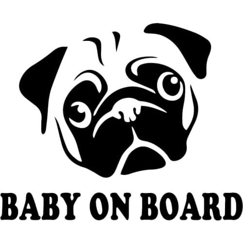 Baby Warning Decals on The Car Cute Dog Head Car Fashion Car Window Decoration Personalized Pvc Waterproof Decal, 17cm*14cm