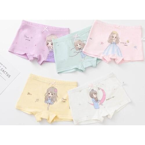 Cartoon Kids Panties 5 Pcs/lot Pink Cotton Baby Girl Panties Princess Underwear 2-12Y Soft Cotton Stretchable Girl Underwear