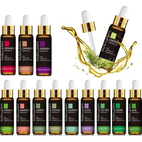 10ML Pure Rosemary Geranium Essential Oil Diffuser Tea Tree Cloves Lemongrass Citronella Chamomile Cedarwood Cinnamon Aroma Oil