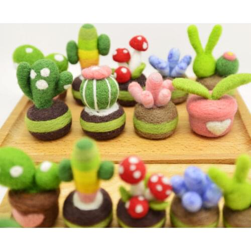 Diy Wool Felt Poking Fun Craft Toy For Children Colorful Succulents Adult Handmade Material Kit Girl Gift
