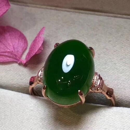 Natural And Real Jade Ring Stone Rings Solid 925 Silver Gemstone Ring
