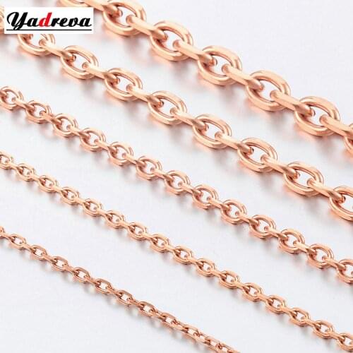 New Fashion Stainless Steel Rose Gold Cuban Chain Men And Women Jewelry