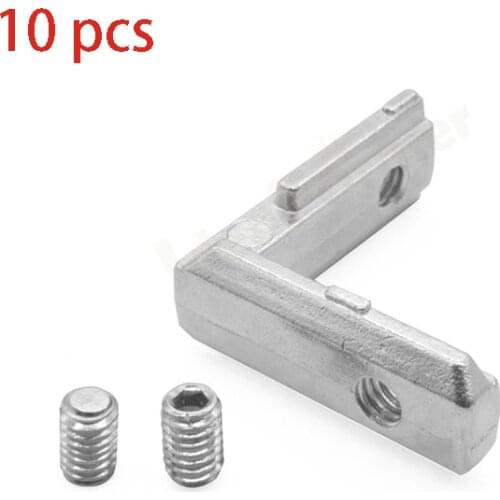 10pcs T-Slot L Shaped Profile Inner Corner Joint Bracket Connector with 20Pcs M5 screws, 2020 series