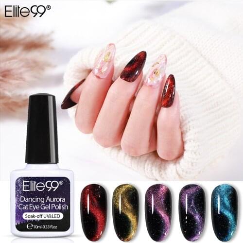 Elite99 9D Nail Art Magnetic Dancing Aurora Cat Eye Gel Polish Wide Line Cat Eye Hybrid Nail Primer Permanent Enamel Black Need