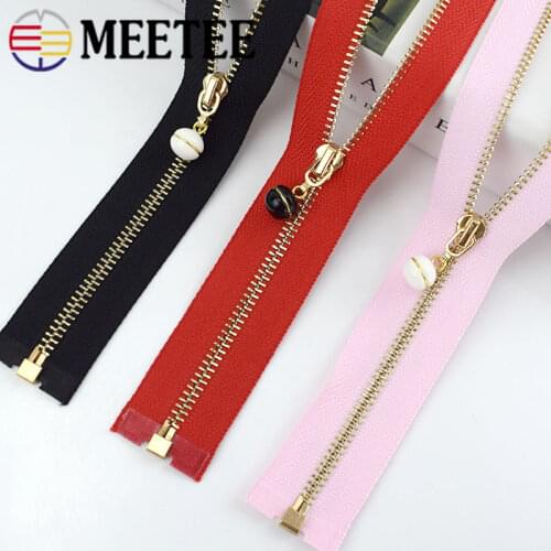 2pcs Meetee 40-70CM 3# Auto Lock Metal Zippers Open-end for Clothes Zip Down Jacket DIY Sewing Craft Tailor Accessories