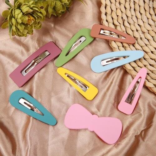 Fashion Solid Color Scrub Resin Hair Clips Geometric Hollow Square Hairpins Hair Accessories for Women Girls