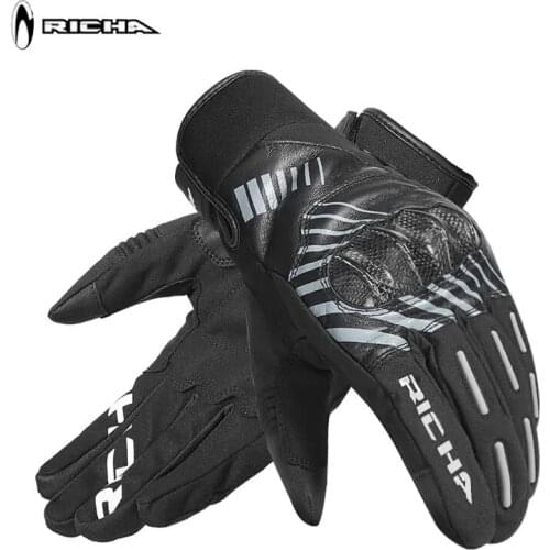 RICHA carbon fiber motocross motorcycle gloves winter warm rider Leather motorcycle riding glove HIPORA waterproof Touch screen