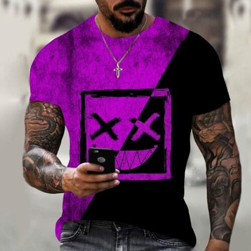 New 20213D pattern printing top hot sale summer ventilated and breathable mens large size fashion hip-hop short-sleeved T-shirt