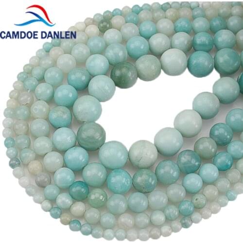 Natural Stone 100% Genuine Amazonite Round Beads 15" Strand 4/6/8/10/12MM Diy Bracelet Beads For Jewelry Making Accessories
