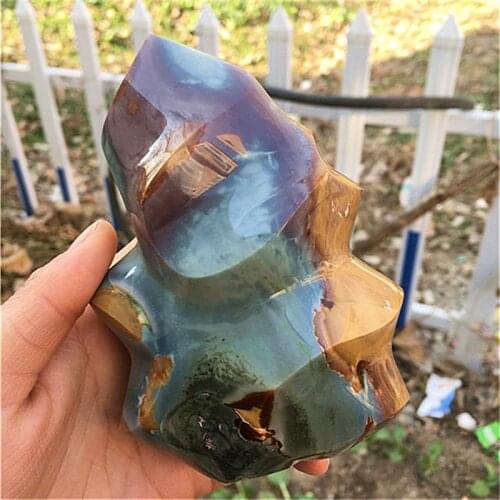 Natural quartz flame crystals healing stone ocean jasper torch for home decoration