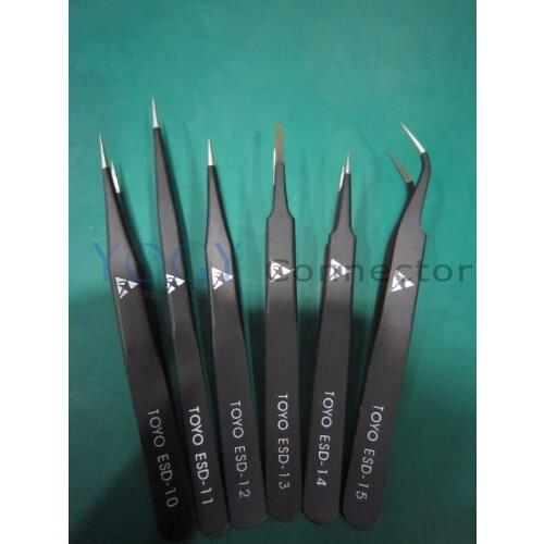 1 lot (6pcs) Nonmagnetic ESD Antistatic tweezers for Mobilephone Laptop Repair Tools Straight Curved Oblate Sharp Tips