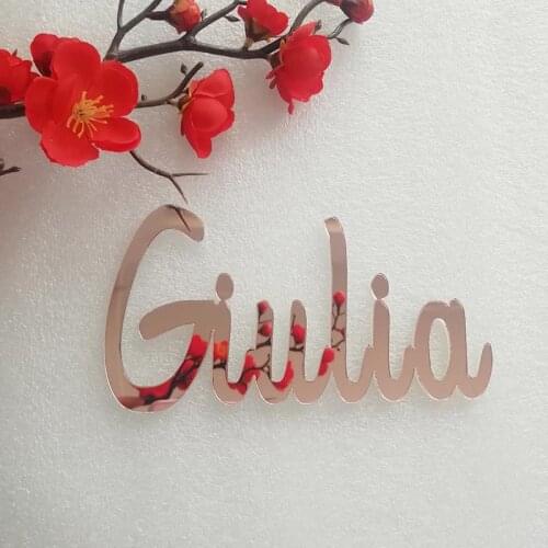 Custom Wooden Nursery Name Sign Personalized Gold Mirror Rose Gold Acrylic Nursery Decor Wedding Script Name Sign Plaque