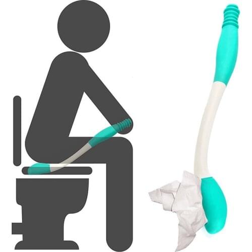 Toilet Aid with Extended Handle Retractable Long Handle Reach Comfort Bottom Wiper Pressing Bend-free Paper Scrub Self Wipe Aid