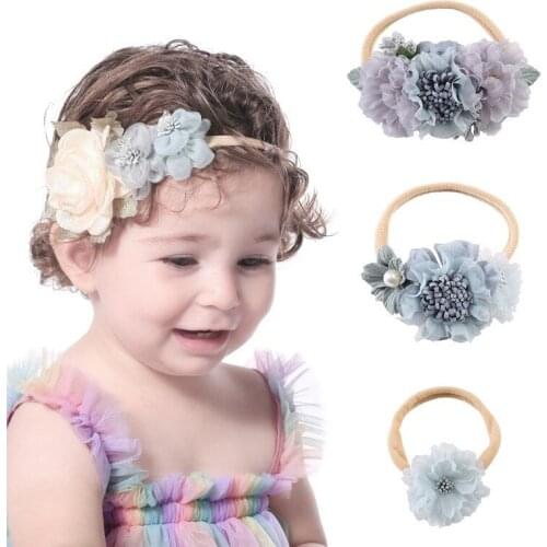 4 styles New Fashion Hot children kids Baby girls3 flowers Headband uper Soft Cute Turban Headwear Hair Band Head Piece Access