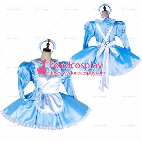 Sissy maid satin dress lockable Uniform cosplay costume Tailor-made[G2037]