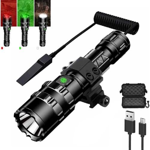 SecurityIng Super Bright Flashlight L2 Hunting Light Tactical torch Aluminum USB Rechargeable Lamp Waterproof Tactical LED