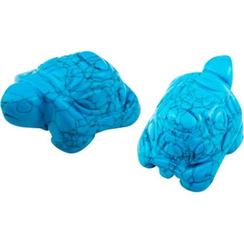 TUMBEELLUWA 1Pair Blue Howlite Stone Turtle Tortoise Pocket Statue Figurines Bookend Amulet Fengshui