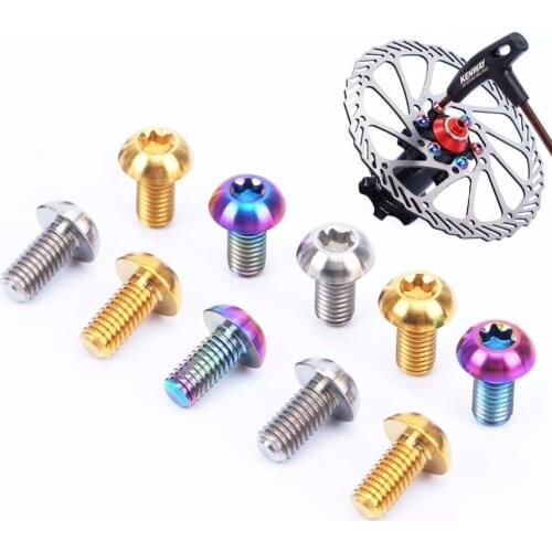Disc Brake Rotor Screws 1.3g/Pc 12Pcs/Lot Risk M5*10mm Mountain Bike Titanium T25 TC4 Bicycle Bottle Holder Titanium Alloy Screw