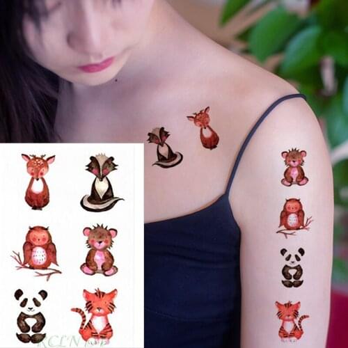Waterproof Temporary Tattoo Stickers panda tiger owl deer fox bear animal Fake Tatto Flash Tatoo small tattoos for Women Men kid