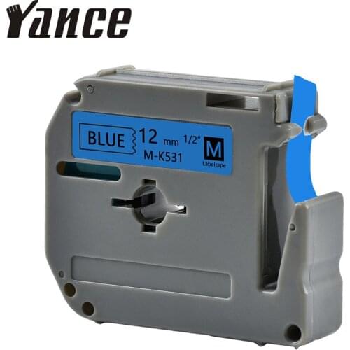 Yance Compatible brother ribbon printer MK531 MK 531 MK-531 12mm black on blue label tape for label maker printer PT-80 PT-70