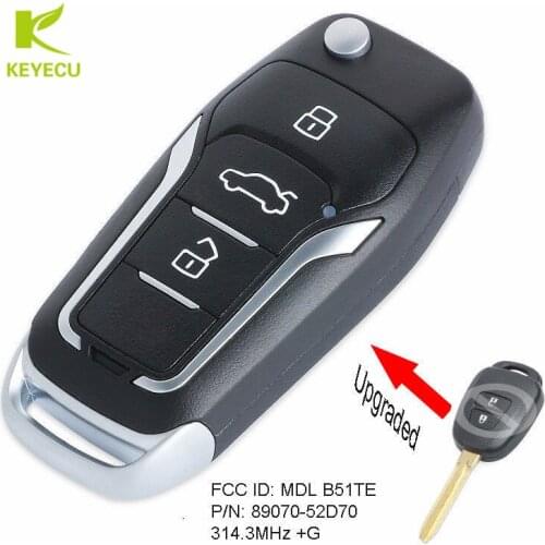 KEYECU Replacement New Upgraded Remote Key Fob 314MHz With G Chip for Autralian Toyota Yaris 2012 2013 2014 FCC: B51TE