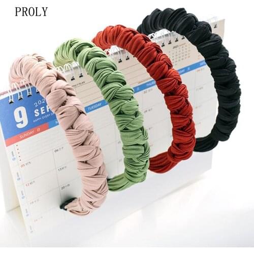 PROLY New Fashion Women Hairband Pleated Multi-knot Headband Top Quality Handmade Headwear Solid Color Turban Hair Accessories