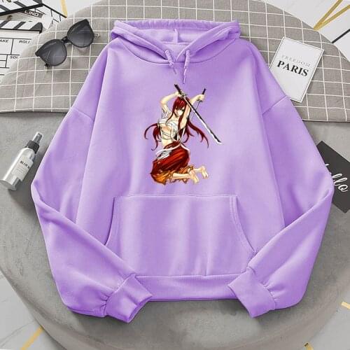 Women Hoodies Fairy Tail Hoodie Anime Pullover Hoodied Harajuku Sweatshirt Plus Size Hoody Purple Tops