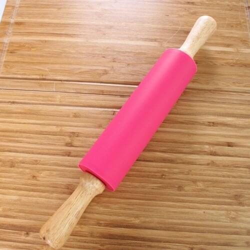 1PC 38cm Rolling Pin-Colorful Silicone Rolling Pin With Roller Easy To Use Wooden Silicone Kitchen Baking Supplie LB 021