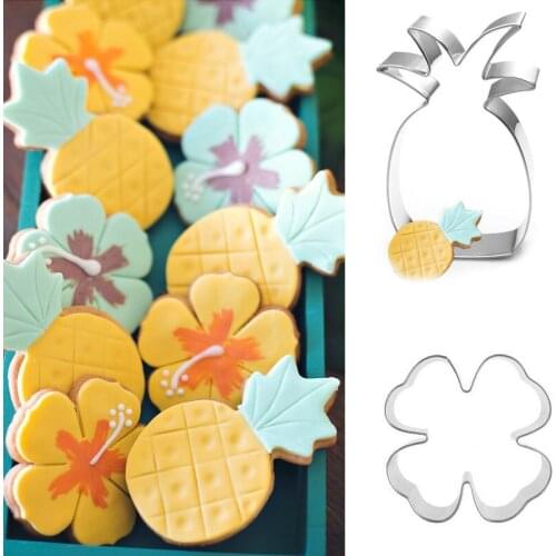 1pcs patisserie reposteria Pineapple Clover Flower Metal Cookie Cutter Fondant Cake Decor Biscuit Mould Pastry Shop Cupcake Mold