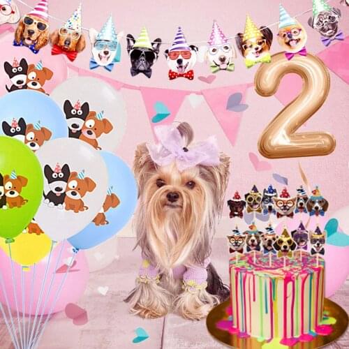 10Pcs 12inch Cartoon Dog Latex Balloons Dog Birthday Cake Topper Banner for Boy Girl Dog Party Decoration Supplies