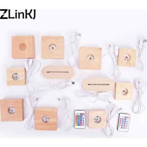 3D Wooden Lamp Base LED Table Night Light Base For Acrylic Warm White Lamp Holder Lighting Accessories Assembled Base