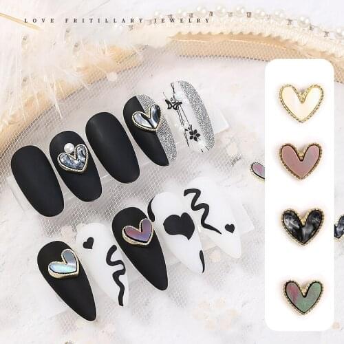 5Pcs Love Heart Nail Art Decoration Shell Jewelry Nails Accessories Valentines Day Alloy Japanese Manicure Acrylic Nail Supplies