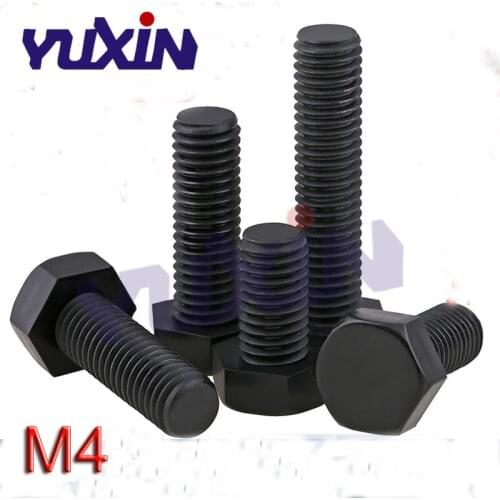 60Pcs M4*6/8/10-30mm DIN933 GB5783 Black Nylon Hexagonal Screw, Plastic Insulated Bolt, Hexagonal Plastic Bolt