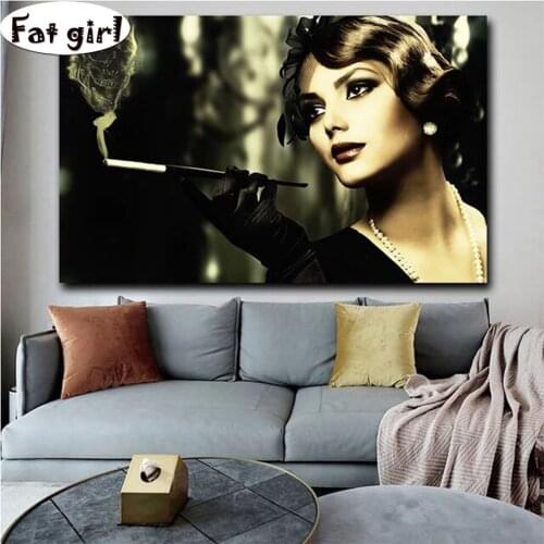Diy diamond painting black and white sexy charming woman 5D mosaic square round canvas cross stitch embroidery living decor