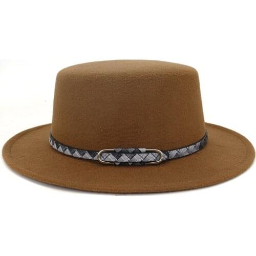 Free Shipping 2021 New Fashion Men Fedoras Womens Fashion Jazz Hat Summer Spring Black Woolen Blend Cap Outdoor Casual Hat56-58