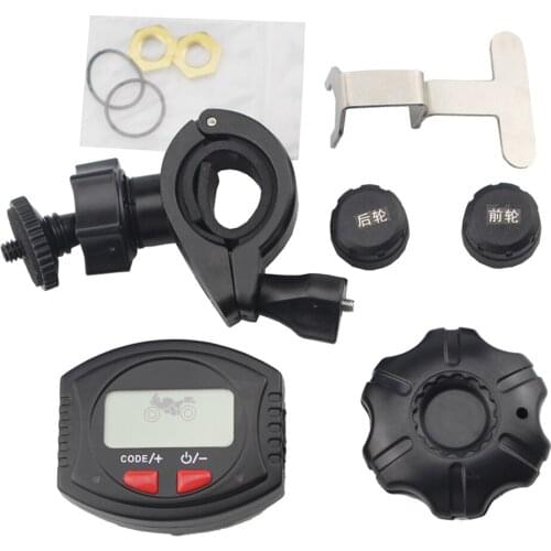 Motorcycle Wireless Tire Pressure Monitoring System Motorbike Handlebar Mount TPMS LCD Display Waterproof 2 External Sensors