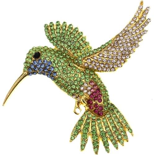 50pcs/lot Free Shipping New Animal Rhinestone Hummingbird Brooch Pin Bird Women Jewelry Gift Brooches