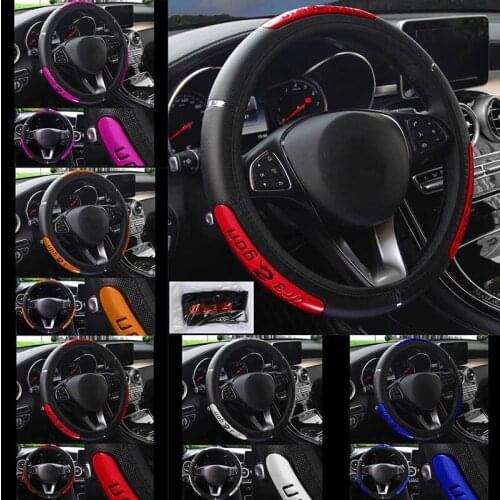 38CM Car Universal Anti Slip Steering Wheel Cover Leather Auto Interial Car-Styling Accessories