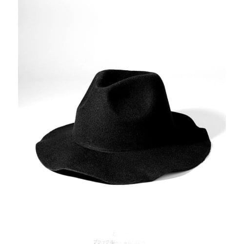 Black fashion wide brim hat womens hat autumn and winter womens jazz hat female woolen billycan
