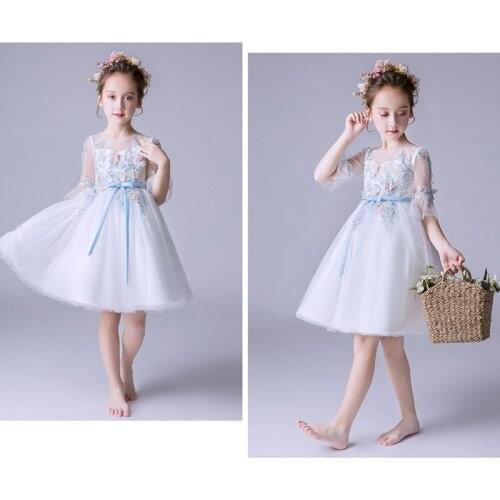 Kids Children Wedding Party Dress 100% Cotton Baby Girls Vestidos Princess Lovely Cute Girls Clothes Tutu Lace Dresses Clothing