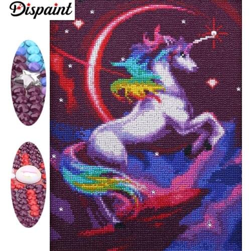 Dispaint Special Shaped Diamond Painting Cartoon unicorn Rhinestones 5D DIY Diamond Embroider 3D Home Decor Gift 30x40cm