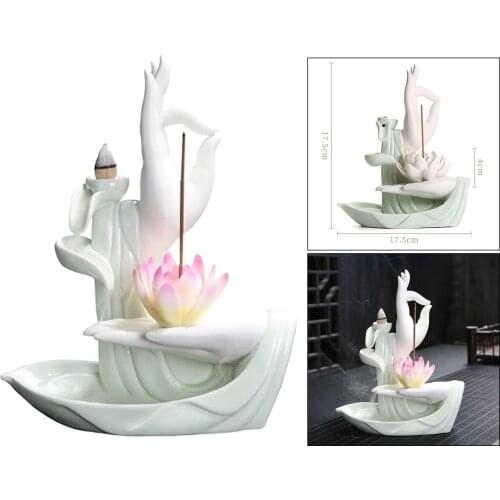 Ancient Chinese Style Ceramic Incense Cones Burner Waterfall Backflow Incense Holder Spiritual Aromatherapy for Temple Yoga Room