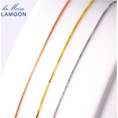 LAMOON Simple 40+5cm 925 Sterling Silver // Box Chain Necklace for Men and Woman CI001