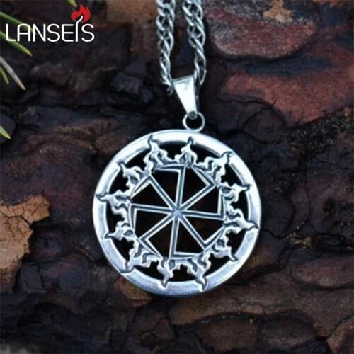 Lanseis10pc Kolovrat Symbol Pendant Slavic Amulet men Neclace Pagan pendant Norse Jewelry slavic symbol