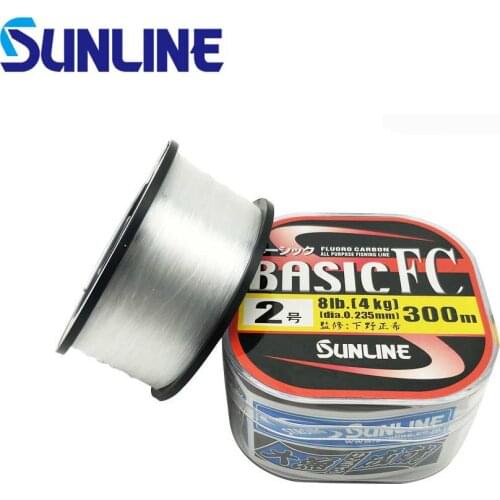 100% Original SUNLINE BASIC FC 225M/300M Transparent Color Carbon Fiber Fishing Line Suitable for Many Fishing Methods