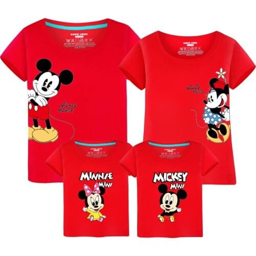 Summer Family Matching Outfits Mother Kids Daddy Kid T-Shirt Family look Clothes Child Mickey Minnie Tops Photography