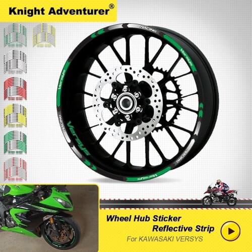 Hot Sell Motorcycle front and rear wheels Edge Outer Rim Sticker Reflective Stripe Wheel Decals For Kawasaki VERSYS versys 650